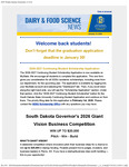 Dairy and Food Science Student Newsletter, January 13, 2026 by Department of Dairy and Food Science