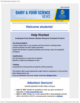 Dairy and Food Science Student Newsletter, March 31, 2026 by Department of Dairy and Food Science
