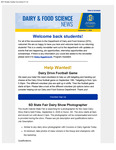 Dairy and Food Science Student Newsletter, September 1, 2026 by Department of Dairy and Food Science