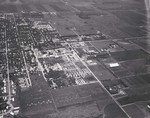 Aerial view of South Dakota State College and Brookings, South Dakota, 1962
