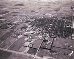 Aerial view of South Dakota State University and Brookings, South Dakota, 1967