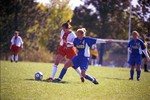 South Dakota State University 2000 Jackrabbits women's soccer team in a game against USD